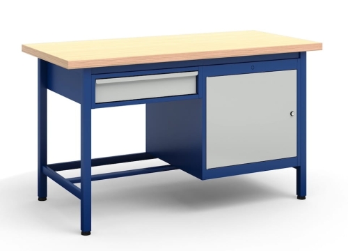Stół warsztatowy 150 cm, szuflada i półka, kod: TM0102