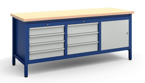 Stół warsztatowy 200 cm, szafka i 7 szuflad, kod: TM121102
