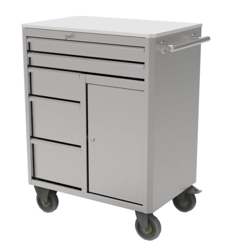 Wózek warsztatowy, ze stali nierdzewnej, 5 szuflad, schowek, kod: J55045