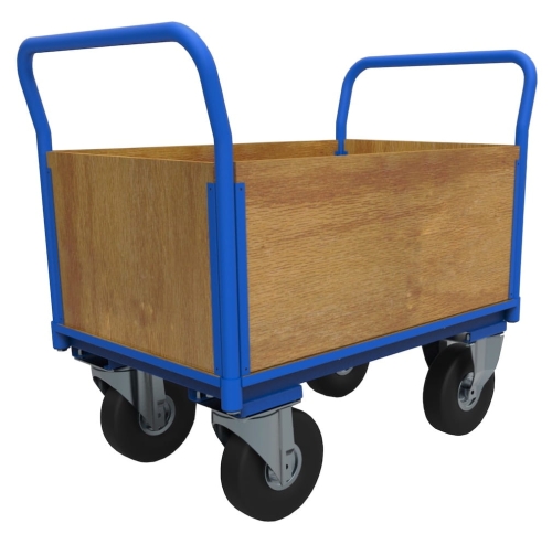 Wózek platformowy skrzyniowy, 960x610, kod: J12807, koła pneumatyczne