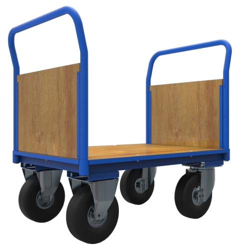 Wózek platformowy z burtami, 960x700, koła pneumatyczne, kod: J12507