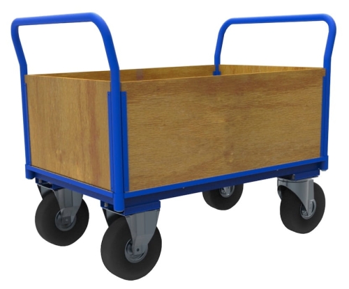 Wózek platformowy skrzyniowy, 1110x710, kod: J12812, koła pneumatyczne