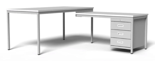 Biurko metalowe 160 cm z dostawką, 3 szuflady, kod: TMBP7