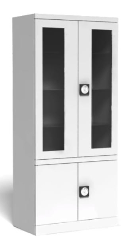 Szafa lekarska, metalowa z przeszkleniem i schowkiem 80 cm, kod: TM80OD