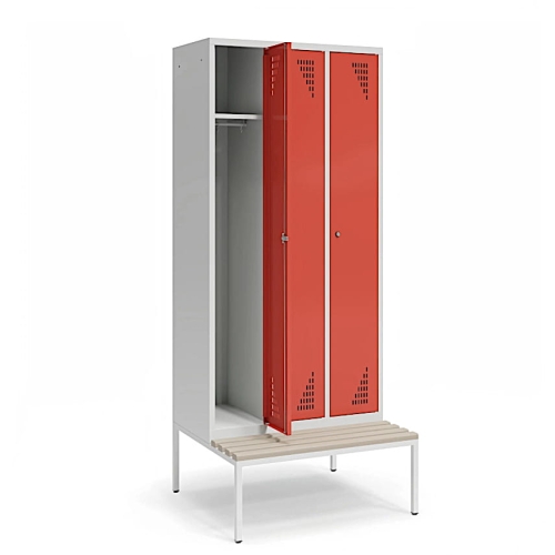 Szafa ubraniowa BHP z ławką, 1800x885 mm kod: TMM885K3Ł 1a