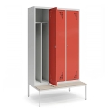 Szafa ubraniowa BHP z ławką, 1800x1185 mm, kod: TM1185K3Ł 1a
