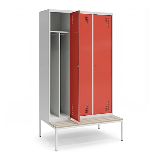 Szafa ubraniowa BHP z ławką, 1800x1185 mm, kod: TM1185K3Ł 1a