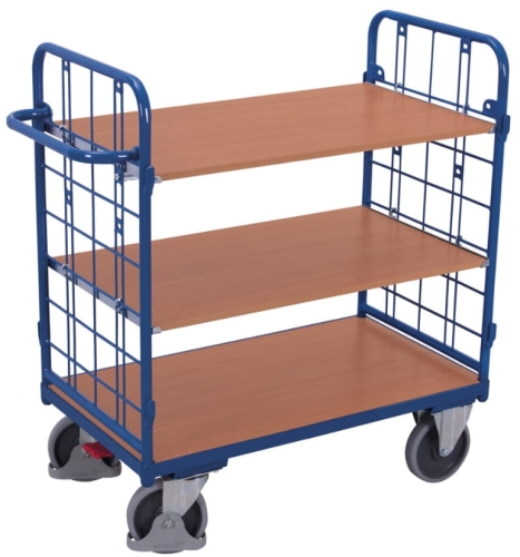 Wózek półkowy, osiatkowany, 500-kg, 3 półki, koła pełne, kod: VF500235