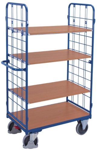 Wózek półkowy, osiatkowany, wysoki, 500-kg, 4 półki, koła pełne, kod: VF500236