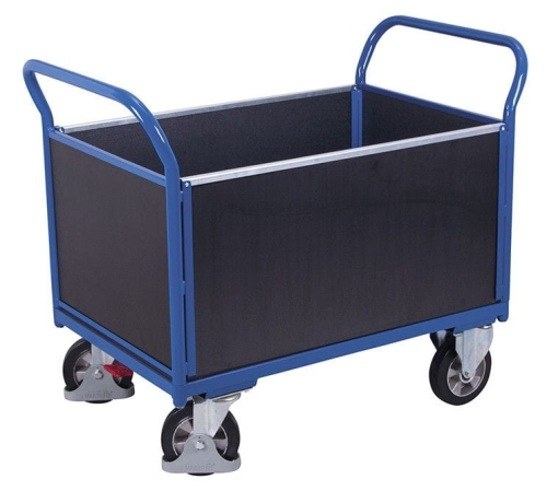 Wózek platformowy, 1000-kg, platforma ze sklejki, 4 burty, koła z osłoną stopy, kod: VF700465.jpg