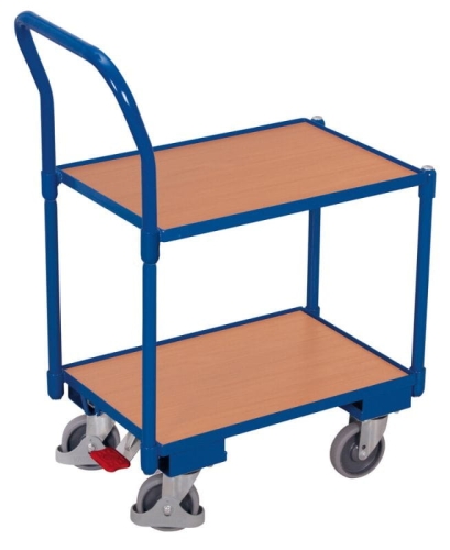 Wózek platformowy z 2 półkami i uchwytem, 250-kg, koła pełne, kod: VF410552