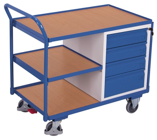 Wózek warsztatowy, 3 powierzchnie użytkowe, 250-kg, koła pełne, kod: VF600605