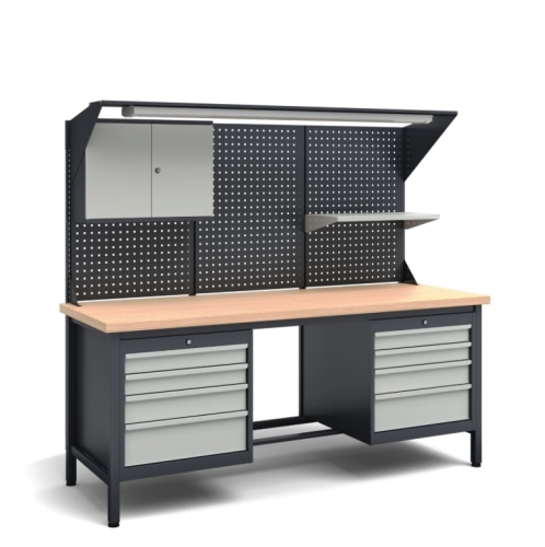 Stół warsztatowy 200 cm, 8 szuflad i nadstawka, kod: TM0606213, 01