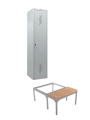 Szafa ubraniowa BHP, jednodrzwiowa, 40 cm, z ławką, kod: PLS0140Ł