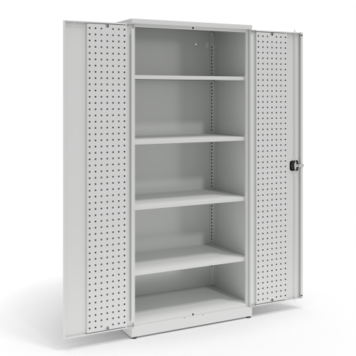 Szafa narzędziowa, 4 półki, panele perforowane na drzwiach, kod: TMSN00, 01
