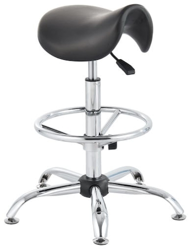 Taboret siodło wysoki, podstawa chromowana stal