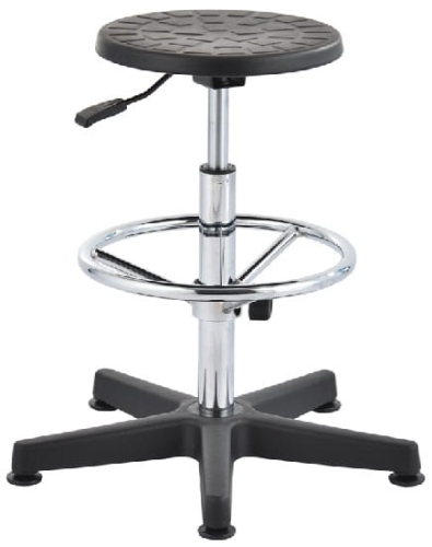 Taboret laboratoryjny wysoki, regulowana wysokość ringu, czarny