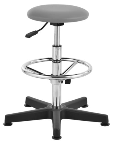 Taboret warsztatowy wysoki, tapicerowany, tkanina lub eco-skóra, podstawa tworzywo sztuczne