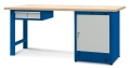 Stół warsztatowy 210 cm, szuflada i szafka, kod: J22506