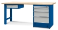 Stół warsztatowy 210 cm, szafka i 5 szuflad, kod: J22508