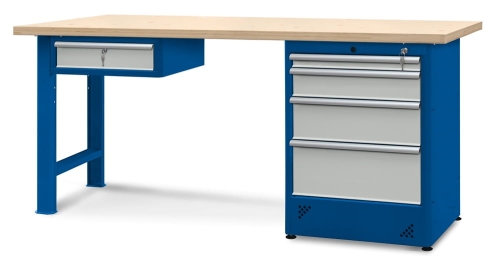 Stół warsztatowy 210 cm, szafka i 5 szuflad, kod: J22508