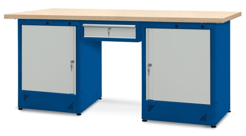 Stół warsztatowy 210 cm, 2 szafki i szuflada, kod: J22515
