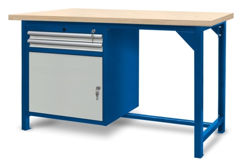Stół warsztatowy 150 cm, szafka i 2 szuflady, kod: J22002