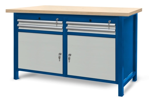 Stół warsztatowy 150 cm, 2 szafki i 4 szuflady, kod: J22006