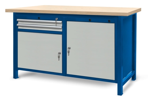 Stół warsztatowy 150 cm, 2 szafki i 2 szuflady, kod: J22007