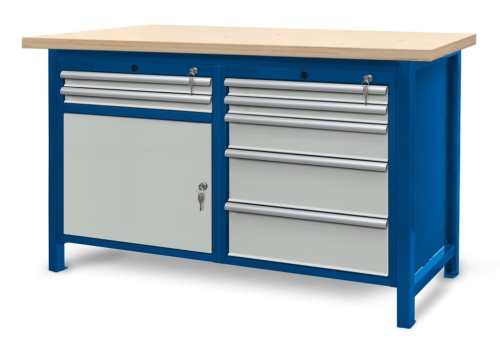 Stół warsztatowy 150 cm, szafka i 7 szuflad, kod: J22008