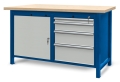 Stół warsztatowy 150 cm, szafka i 4 szuflady, kod: J22012