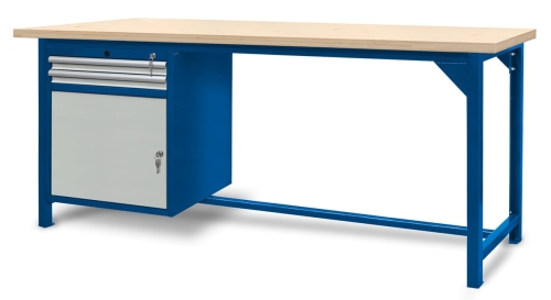 Stół warsztatowy 210 cm, szafka i 2 szuflady, kod: J22102
