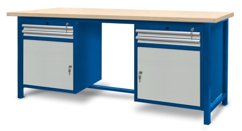 Stół warsztatowy 210 cm, 2 szafki i 4 szuflady, kod: J22106