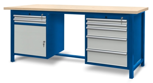 Stół warsztatowy 210 cm, szafka i 7 szuflad, kod: J22108