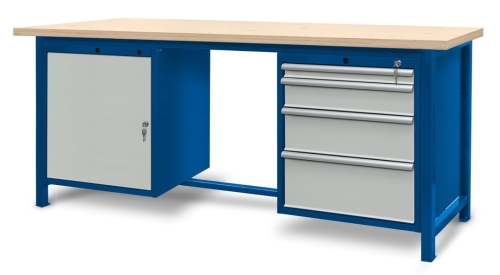 Stół warsztatowy 210 cm, szafka i 4 szuflady, kod: J22112