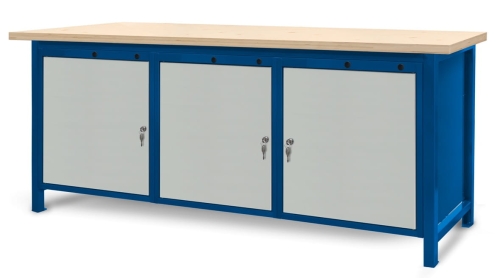 Stół warsztatowy 210 cm, 3 szafki, kod: J22117