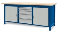 Stół warsztatowy 210 cm, 2 szafki i 5 szuflad, kod: J22124