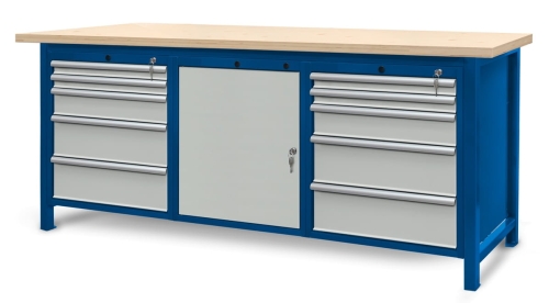 Stół warsztatowy 210 cm, szafka i 10 szuflad, kod: J22127