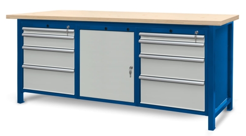 Stół warsztatowy 210 cm, szafka i 8 szuflad, kod: J22130