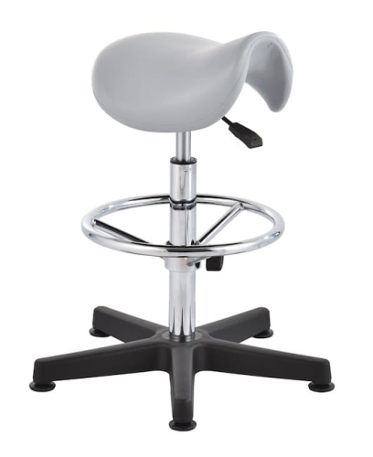 Taboret siodło wysoki szare, kółka lub stopki, obrotowy