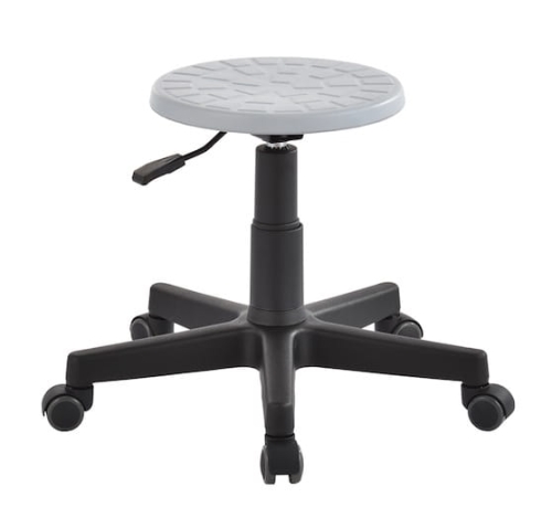 Taboret laboratoryjny szary, kółka lub stopki, obrotowy