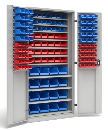 Szafa z pojemnikami, 11 półek, 134 pojemniki, kod: TM11PUS
