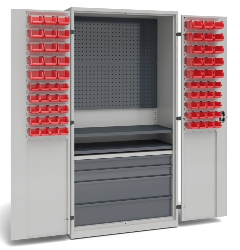 Szafa z pojemnikami, 3 półki, 4 szuflady, 70 poj., kod: TM20SS