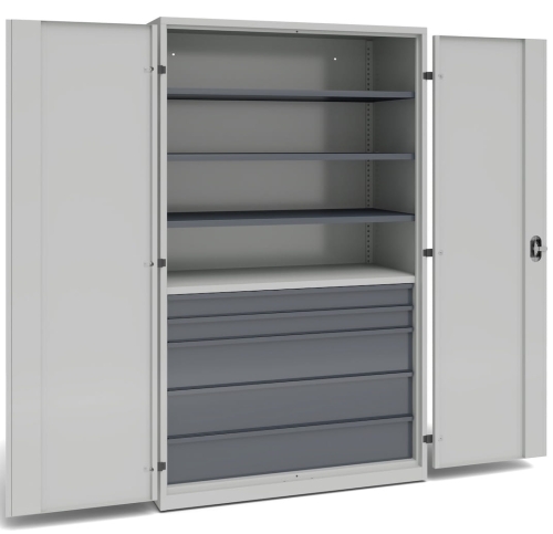 Szafa warsztatowa, 4 półki, 5 szuflad kod: TM323SS