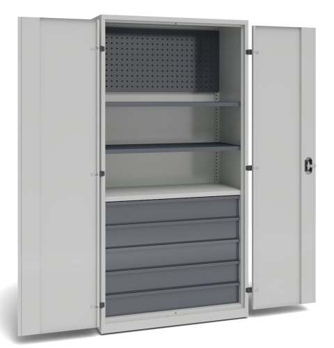 Szafa warsztatowa, 3 półki, 5 szuflad, kod: TM22SS