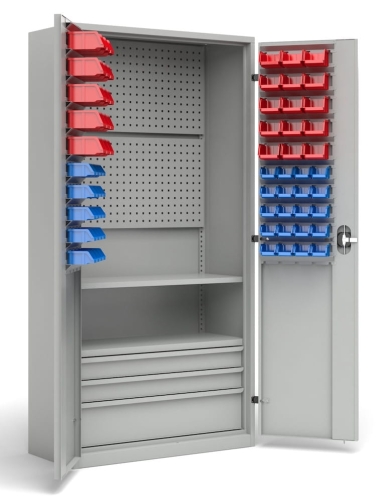 Szafa z pojemnikami, 3 szuflady, 2 półki, 70 poj., kod: TM23SS