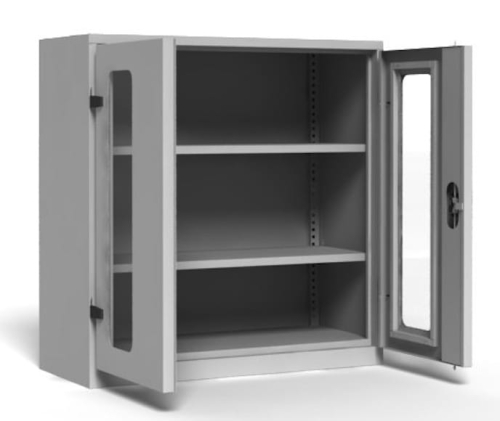 Szafa warsztatowa, 2 półki, drzwi z wstawką z plexi, kod: TM2P1050