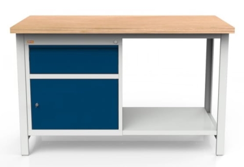Stół warsztatowy 150 cm, szafka, szuflada, kod: MWS204