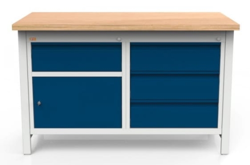Stół warsztatowy 150 cm, szafka, 4 szuflady, kod: MWS207