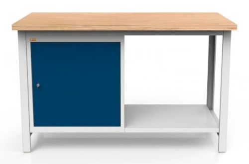 Stół warsztatowy 150 cm, szafka i półka, kod: MWS209